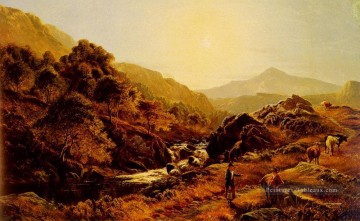 Les chiffres sur un chemin par un paysage Rocky Stream Sidney Richard Percy Peinture à l'huile